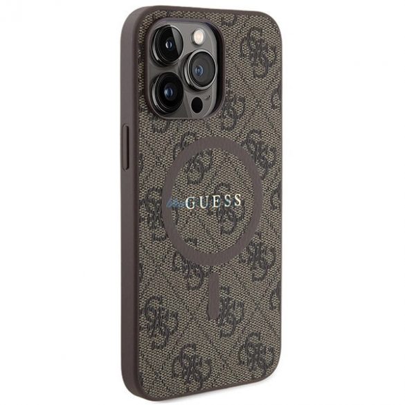 Husă MagSafe din piele Guess Collection 4G pentru iPhone 13 Pro / iPhone 13 - maro