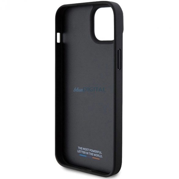 Husa BMW Perforated Tricolor Line pentru iPhone 15 / 14 / 13 - neagra