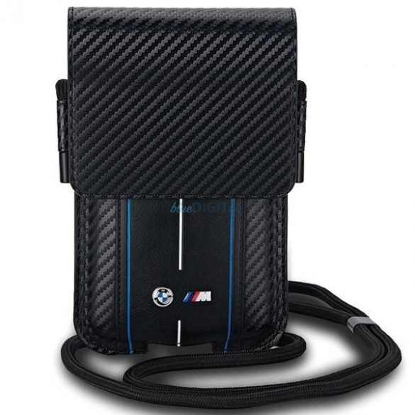 Geanta pentru telefon BMW Carbon & Blue Stripe - neagra