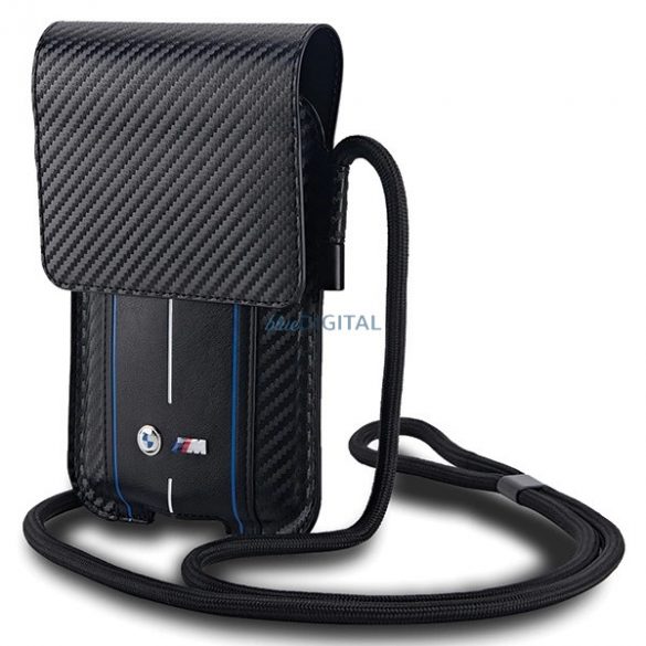 Geanta pentru telefon BMW Carbon & Blue Stripe - neagra