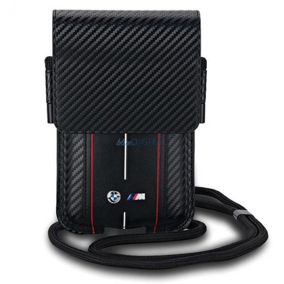 Geanta pentru telefon BMW Carbon & Red Stripe - neagra