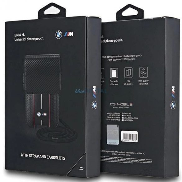 Geanta pentru telefon BMW Carbon & Red Stripe - neagra