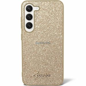 Husa Guess Glitter Script pentru Samsung Galaxy S24+ - aurie