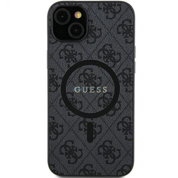 Husă MagSafe din piele Guess Collection 4G pentru Samsung Galaxy S24 - neagră