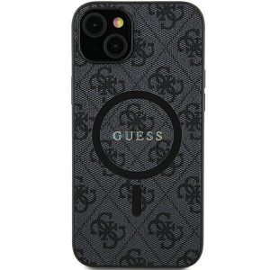 Husă MagSafe din piele Guess Collection 4G pentru Samsung Galaxy S24+ - neagră