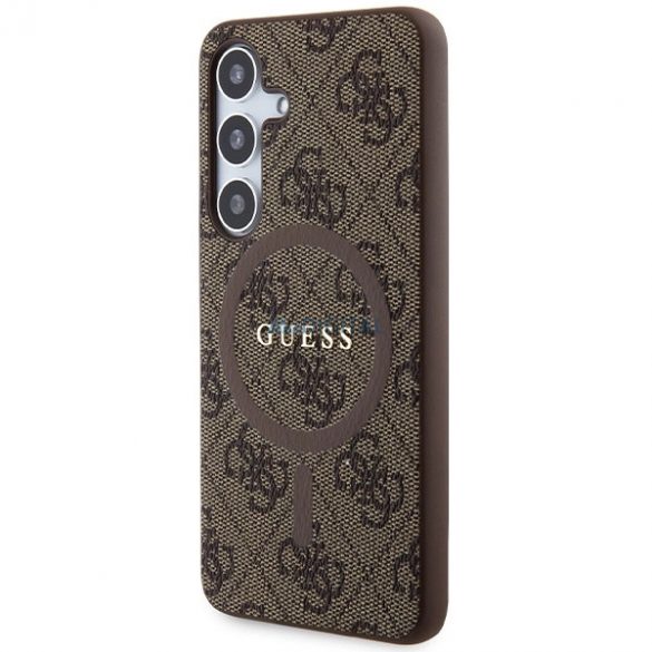 Husă MagSafe din piele Guess Collection 4G pentru Samsung Galaxy S24 - maro