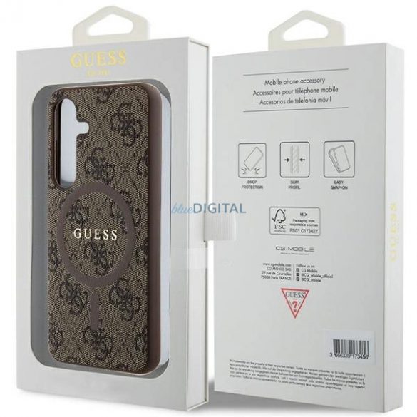 Husă MagSafe din piele Guess Collection 4G pentru Samsung Galaxy S24 - maro