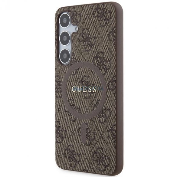 Husă Guess 4G Collection Leather Metal Logo MagSafe pentru Samsung Galaxy S24+ - maro