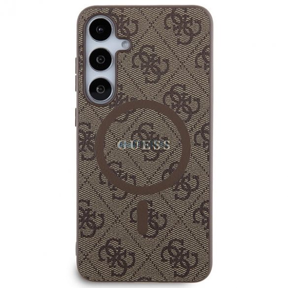 Husă Guess 4G Collection Leather Metal Logo MagSafe pentru Samsung Galaxy S24+ - maro