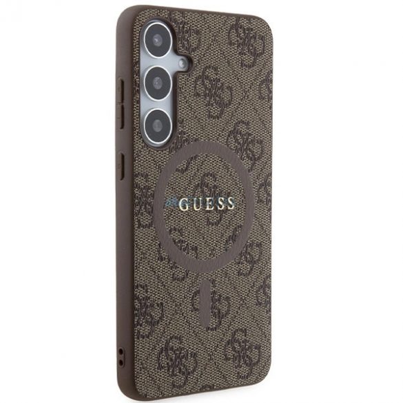 Husă Guess 4G Collection Leather Metal Logo MagSafe pentru Samsung Galaxy S24+ - maro