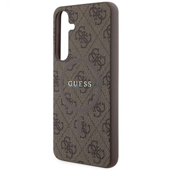 Husă Guess 4G Collection Leather Metal Logo MagSafe pentru Samsung Galaxy S24+ - maro