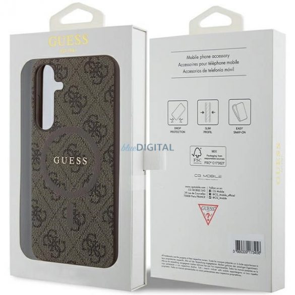 Husă Guess 4G Collection Leather Metal Logo MagSafe pentru Samsung Galaxy S24+ - maro