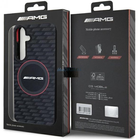 Husă AMG Silicone Carbon Pattern MagSafe pentru Samsung Galaxy S24+ - neagră