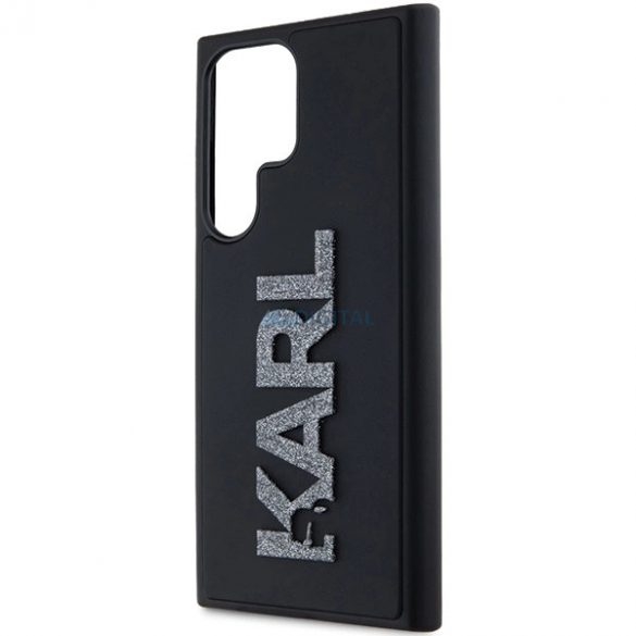 Husa Karl Lagerfeld 3D Rubber Glitter Logo pentru Samsung Galaxy S23 Ultra - neagra