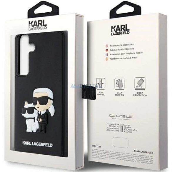 Husa Karl Lagerfeld 3D Rubber Karl&Chouppete pentru Samsung Galaxy S24 - neagra