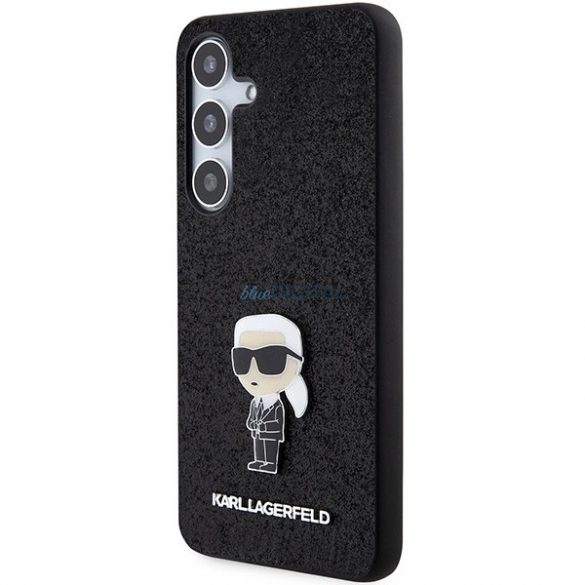 Husa Karl Lagerfeld Fixed Glitter Ikonik Logo Metal Pin pentru Samsung Galaxy S24+ - neagra