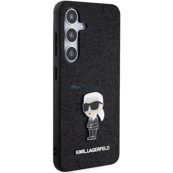 Husa Karl Lagerfeld Fixed Glitter Ikonik Logo Metal Pin pentru Samsung Galaxy S24+ - neagra