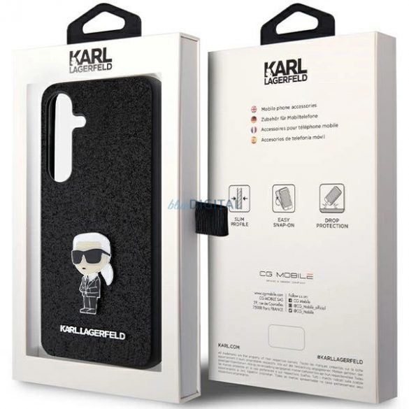 Husa Karl Lagerfeld Fixed Glitter Ikonik Logo Metal Pin pentru Samsung Galaxy S24+ - neagra