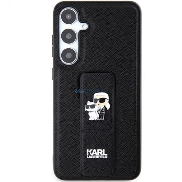 Husa Karl Lagerfeld Gripstand Saffiano Karl&Choupette Pins pentru Samsung Galaxy S24 - neagra