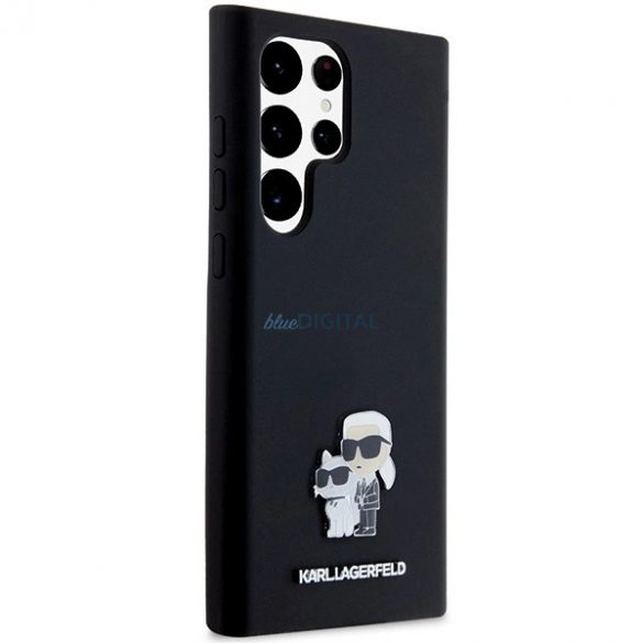 Husa Karl Lagerfeld Silicon Karl&Chouppete Metal Pin pentru Samsung Galaxy S23 Ultra - neagra