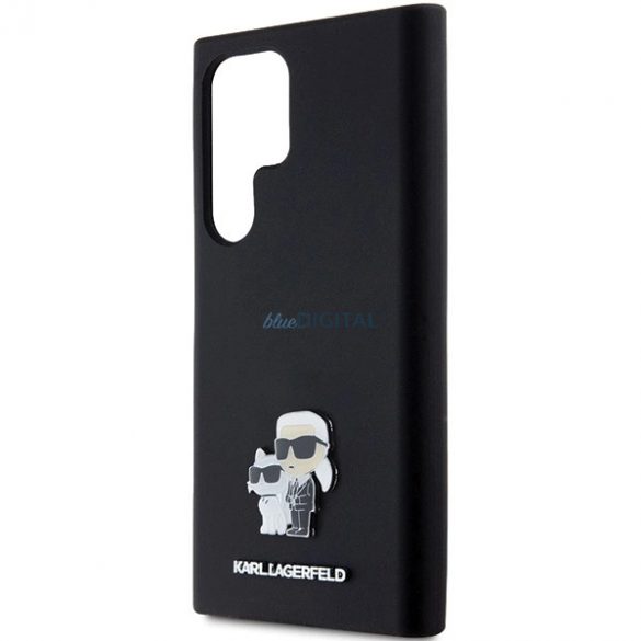 Husa Karl Lagerfeld Silicon Karl&Chouppete Metal Pin pentru Samsung Galaxy S23 Ultra - neagra