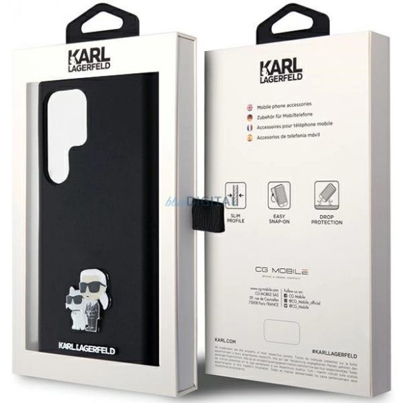 Husa Karl Lagerfeld Silicon Karl&Chouppete Metal Pin pentru Samsung Galaxy S23 Ultra - neagra