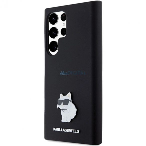 Husa Karl Lagerfeld Silicon Choupette Metal Pin pentru Samsung Galaxy S23 Ultra - neagra