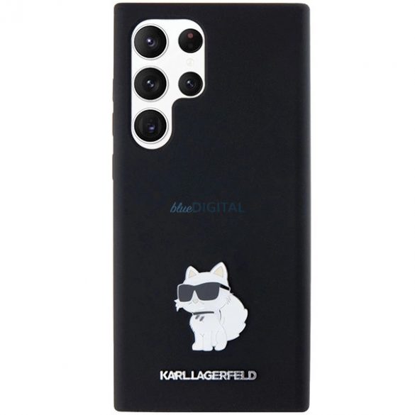 Husa Karl Lagerfeld Silicon Choupette Metal Pin pentru Samsung Galaxy S23 Ultra - neagra