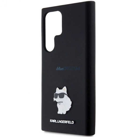 Husa Karl Lagerfeld Silicon Choupette Metal Pin pentru Samsung Galaxy S23 Ultra - neagra