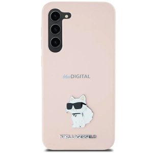 Husa Karl Lagerfeld Silicon Choupette Metal Pin pentru Samsung Galaxy S23 Ultra - roz