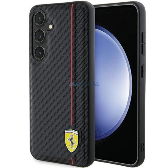 Husă Ferrari Carbon Printed Line pentru Samsung Galaxy S24 - neagră