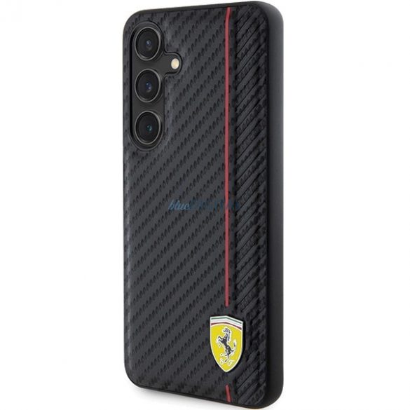 Husă Ferrari Carbon Printed Line pentru Samsung Galaxy S24 - neagră