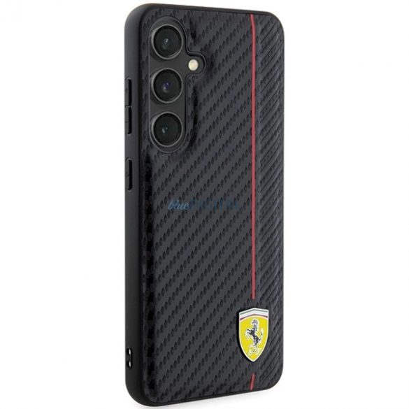 Husă Ferrari Carbon Printed Line pentru Samsung Galaxy S24 - neagră