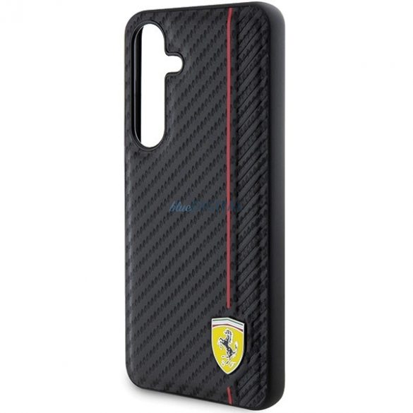 Husă Ferrari Carbon Printed Line pentru Samsung Galaxy S24 - neagră