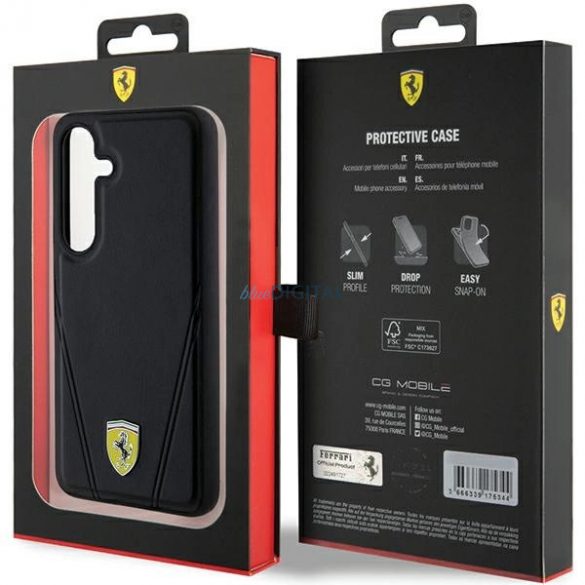 Husa Ferrari Hot Stamp V Lines MagSafe pentru Samsung Galaxy S24 - neagra