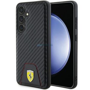 Husă de jos cu cusut Ferrari Carbon pentru Samsung Galaxy S24 - neagră