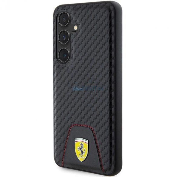 Husă de jos cu cusut Ferrari Carbon pentru Samsung Galaxy S24 - neagră