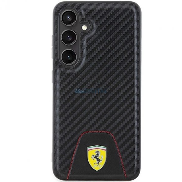 Husă de jos cu cusut Ferrari Carbon pentru Samsung Galaxy S24 - neagră