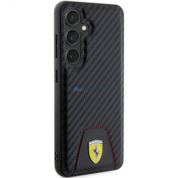 Husă de jos cu cusut Ferrari Carbon pentru Samsung Galaxy S24 - neagră