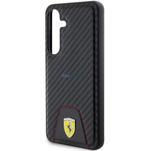 Husă de jos cu cusut Ferrari Carbon pentru Samsung Galaxy S24 - neagră