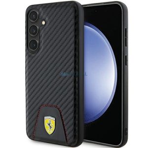 Carcasa Ferrari Carbon Stitched Bottom pentru Samsung Galaxy S24+ - neagra