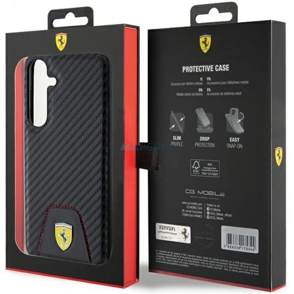 Carcasa Ferrari Carbon Stitched Bottom pentru Samsung Galaxy S24+ - neagra