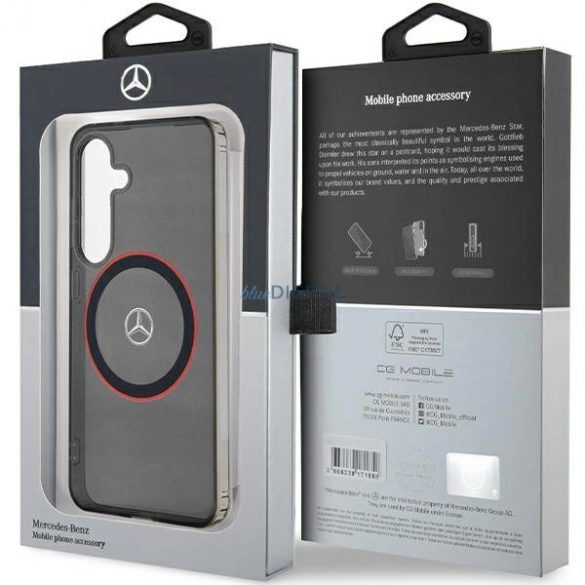 Husa Mercedes Double Layer W Red MagSafe pentru Samsung Galaxy S24 - neagra