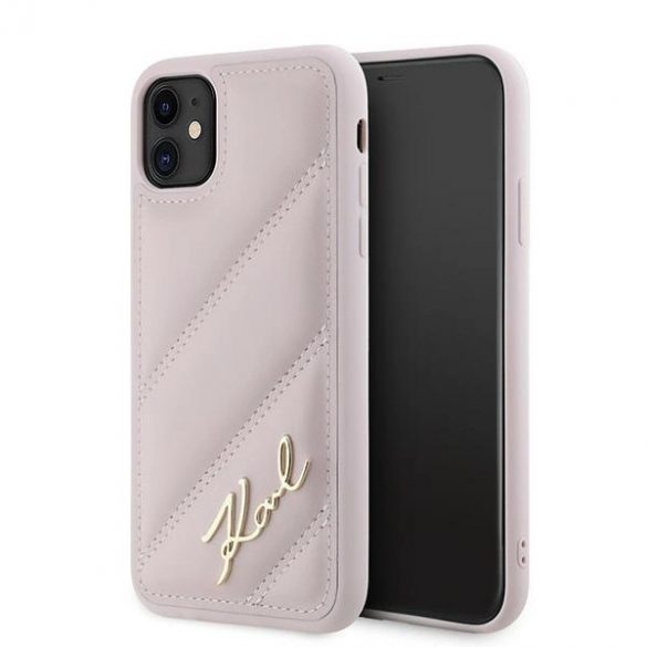 Husa Karl Lagerfeld Diagonal Quilted Script pentru iPhone 11 / Xr - roz