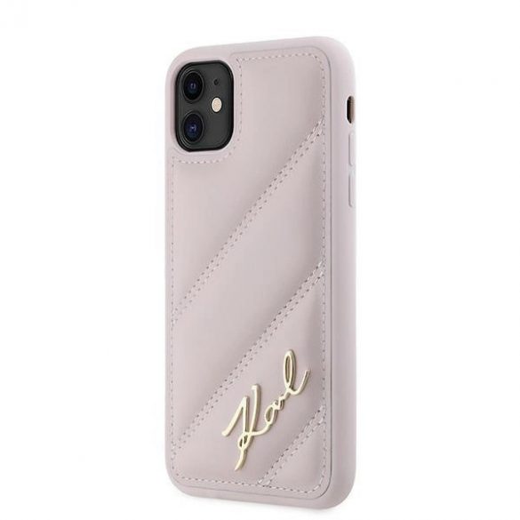 Husa Karl Lagerfeld Diagonal Quilted Script pentru iPhone 11 / Xr - roz