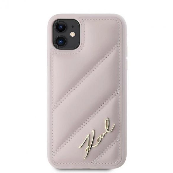 Husa Karl Lagerfeld Diagonal Quilted Script pentru iPhone 11 / Xr - roz