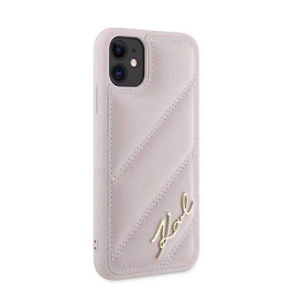 Husa Karl Lagerfeld Diagonal Quilted Script pentru iPhone 11 / Xr - roz