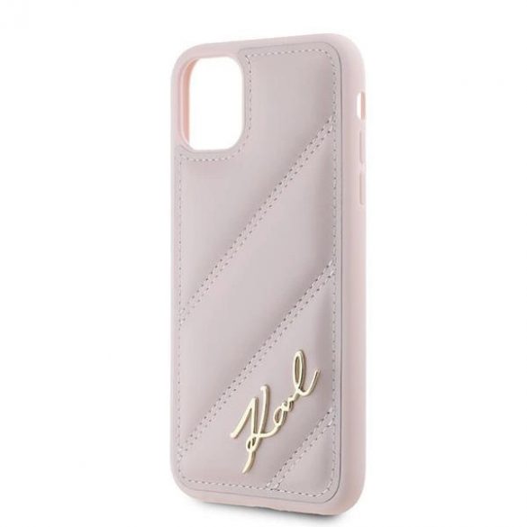 Husa Karl Lagerfeld Diagonal Quilted Script pentru iPhone 11 / Xr - roz