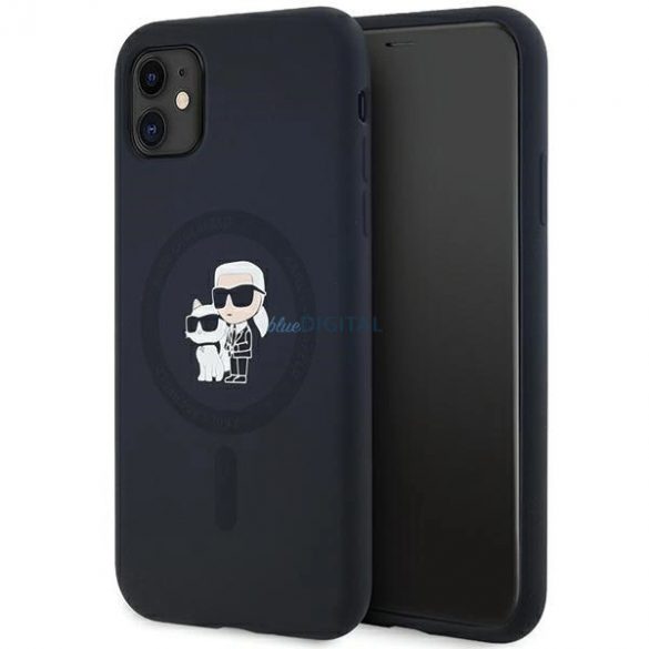 Husa Karl & Choupette MagSafe din silicon Karl Lagerfeld pentru iPhone 11 / Xr - neagra