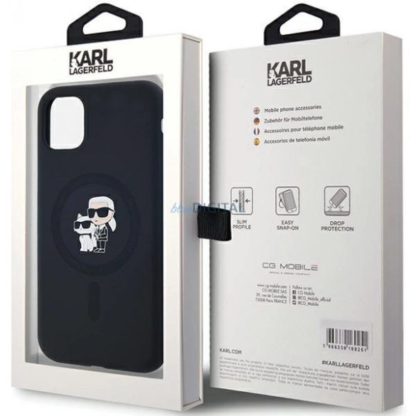 Husa Karl & Choupette MagSafe din silicon Karl Lagerfeld pentru iPhone 11 / Xr - neagra